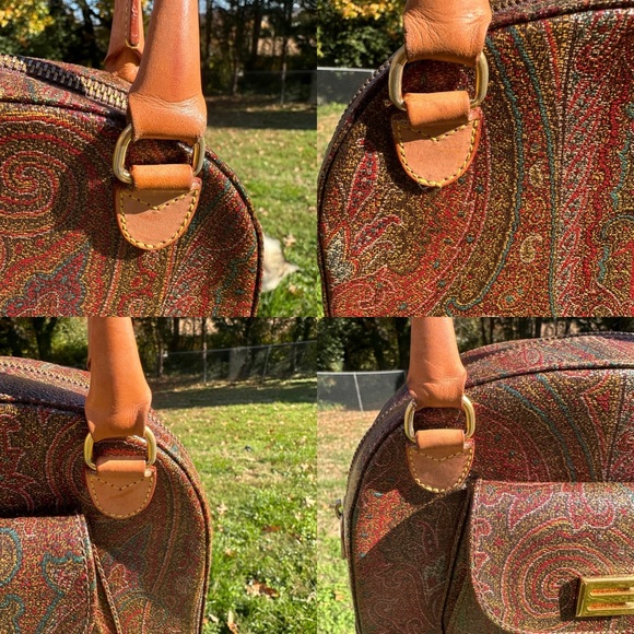 Etro Mini Dome Bag with COA, E Logo, External Cargo Pocket, Canvas & Leather - Picture 10 of 14